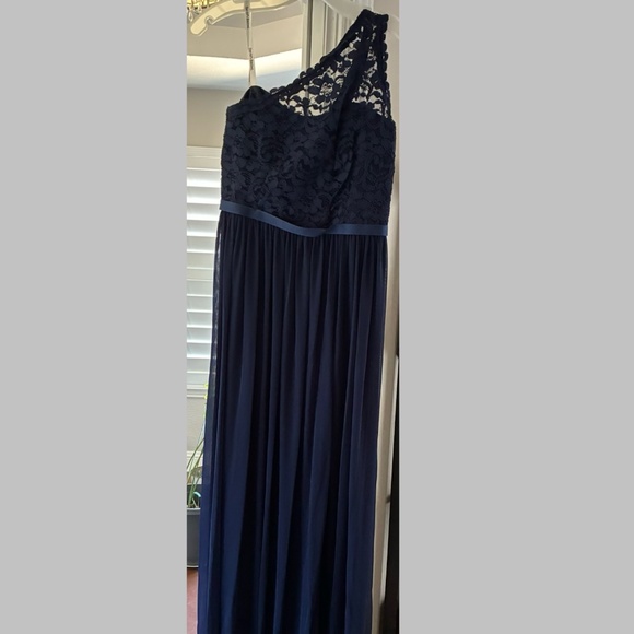Formal, one shoulder, lace, maxi, navy dress - size 10 - Picture 1 of 3